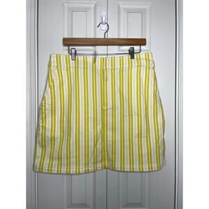 NEW LOFT Skirt Womens 14 Yellow White Striped Mini Denim Cotton Blend